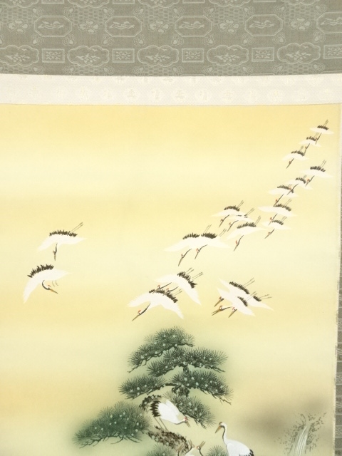 【真作】掛軸　豊秋半次（半二）　丹鶴　気品漂う吉祥の一幅　二重箱入　T175 真作】掛軸 豊秋半次（半二） 丹鶴 気品漂う吉祥の一幅 二重箱入 T175